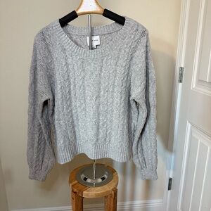 Pink Rose Light Gray Cable Knit Sweater